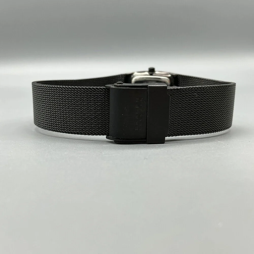 Skagen Womens Watch 21mm Black Dial Crystals Mesh Bracelet Steel New Battery